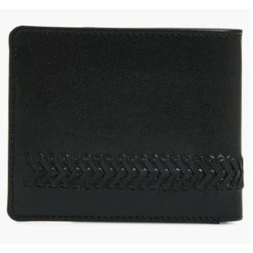 Tommy Bahama Mens Black Leather Lace Details Bifold Wallet Gift Box New - Picture 3 of 6